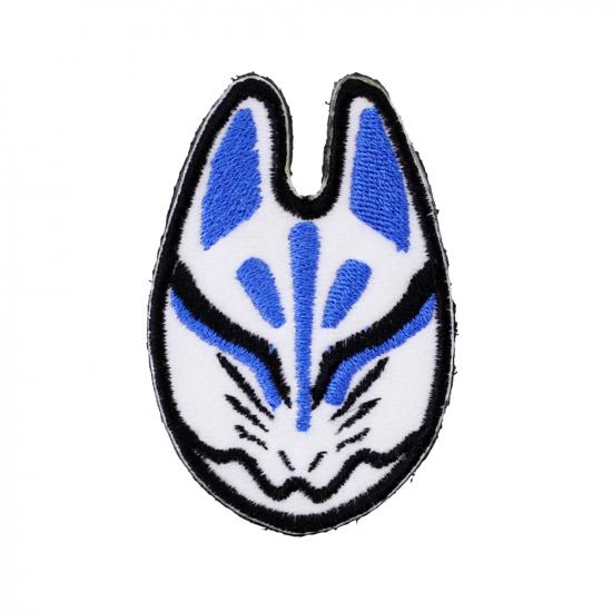 狐面パッチ弍(白狐) 青