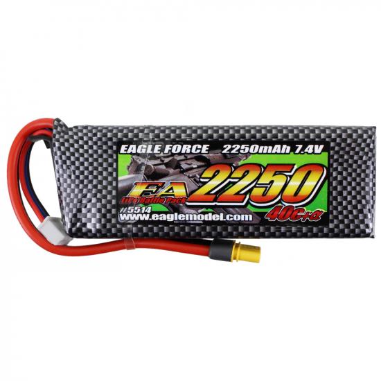 EA2250 7.4V 40C+α Li-Poバトルパック ミニSタイプ 次世代コネクター付