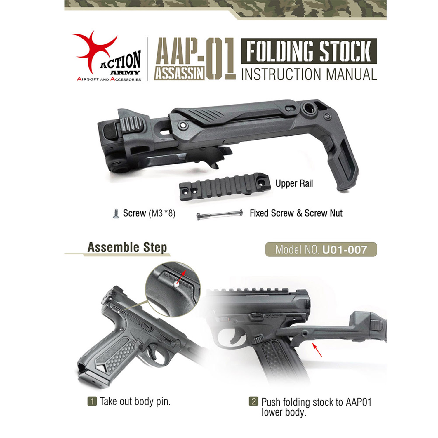 aap01 アサシン　フォールディングストックキット Action Army AAP-01 アサシン フォールディングストックキット