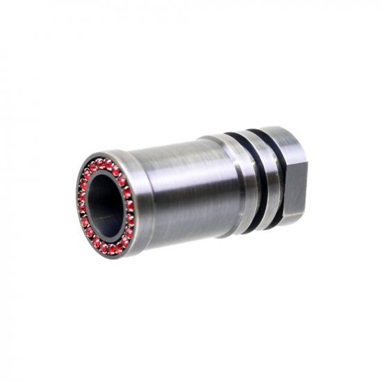 燻銀 真鍮戦飾 結晶銃口(赤)スワロフスキー ハイダー 14mm 逆ネジ対応