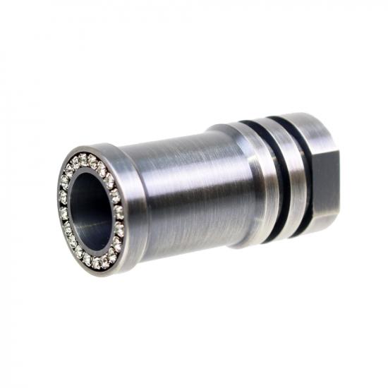 燻銀 真鍮戦飾 結晶銃口(黒)スワロフスキー ハイダー 14mm 逆ネジ対応