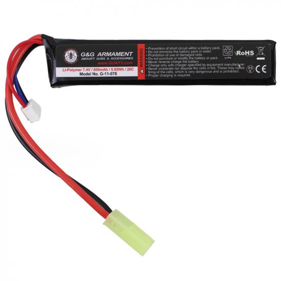 LI-PO バッテリー 7.4V 20C / 800mAh For  M4/M16 Stock Tube